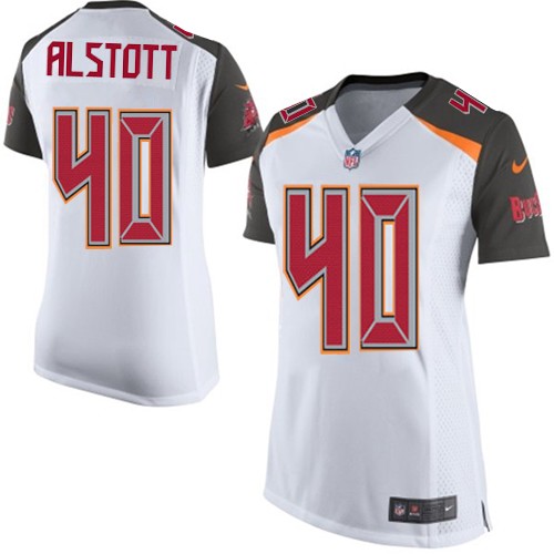 Women's Elite Mike Alstott Nike Jersey White Road - #40 NFL Tampa Bay Buccaneers